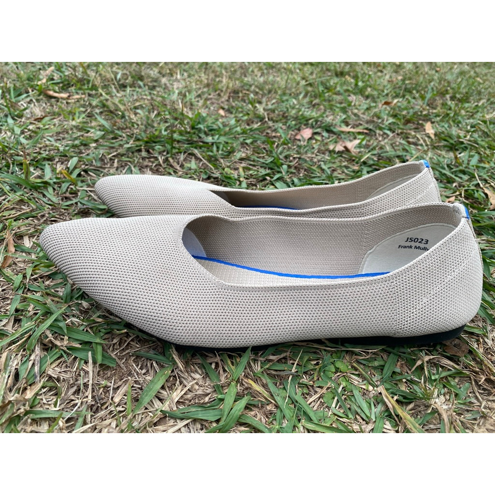 Frank Mully Beige Knit Pointed Toe Flats 9.5 Minimalist Quiet Luxury Neutral - Picture 4 of 9